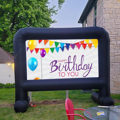 AZXRHWYGS 16 Feet Inflatable Movie Screen Outdoor, Inflatable Projector Screen with Blower Carry Bag - Supports Front and Rear Projection Blow Up Screen for Backyard Movie Night Pool Party