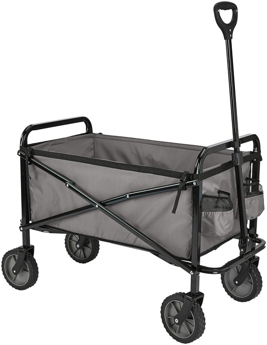 Amazon Basics Collapsible Folding Heavy Duty Utility Wagon for Outdoor Sports, 265 pounds Weight Capacity, Camping, Garden, and Shopping, 27.6 x 40.9 x 20 inches, Gray