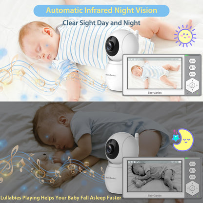 Baby Ganibs Baby Monitor with Camera and Audio, 4.3'' Video Baby Monitor with 1000ft Long Range and 30-Hour Battery, No WiFi,Night Vision, ECO Mode, 2-Way Talk