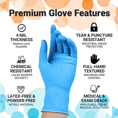 ASAP Blue Nitrile Gloves Disposable Latex Free - 4 Mil, Powder Free, Food Safe, Kitchen & Medical Gloves - Durable Rubber Cleaning & Tattoo Supplies (X-Large, 100 Count)