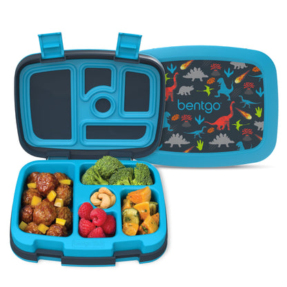 Bentgo Kids Prints Leak-Proof, 5-Compartment Bento-Style Kids Lunch Box - Ideal Portion Sizes for Ages 3-7, Durable, Drop-Proof, Dishwasher Safe, & PFAS & BPA-Free Materials (Dinosaur)