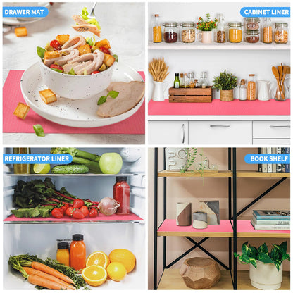 Bloss Shelf Liners, Non Adhesive EVA Drawer Mat Liners Roll for Bathroom, Kitchen, Desks, Deco Shelves 17.7×59 inch-Pink