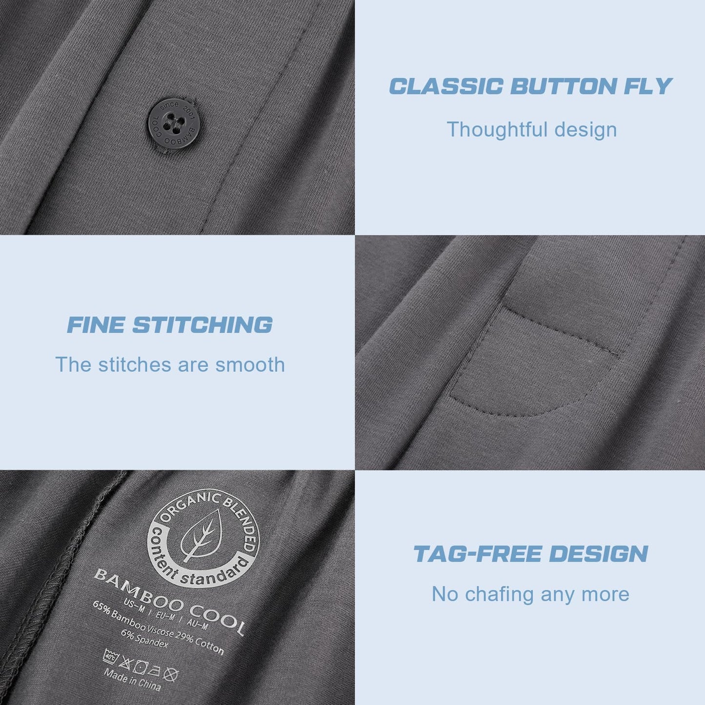 BAMBOO COOL Mens Pajama Pants Sleep Lounge Bottoms Soft Comfy Long Pj Pant Sleepwear with Pockets 2 Pack