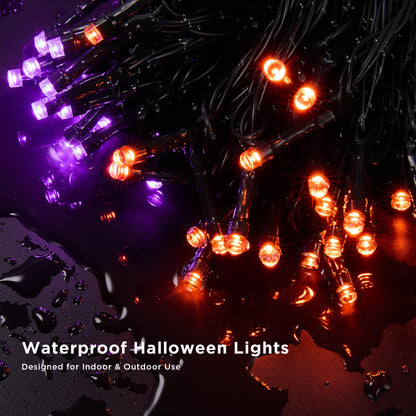 BlcTec Halloween Lights 300 LED 108FT Halloween String Lights with 8 Modes, UL Certified, Connectable, Waterproof, Timer for Outdoor Indoor Yard, Porch, Trees, Haunted House Decorations, Orange Purple