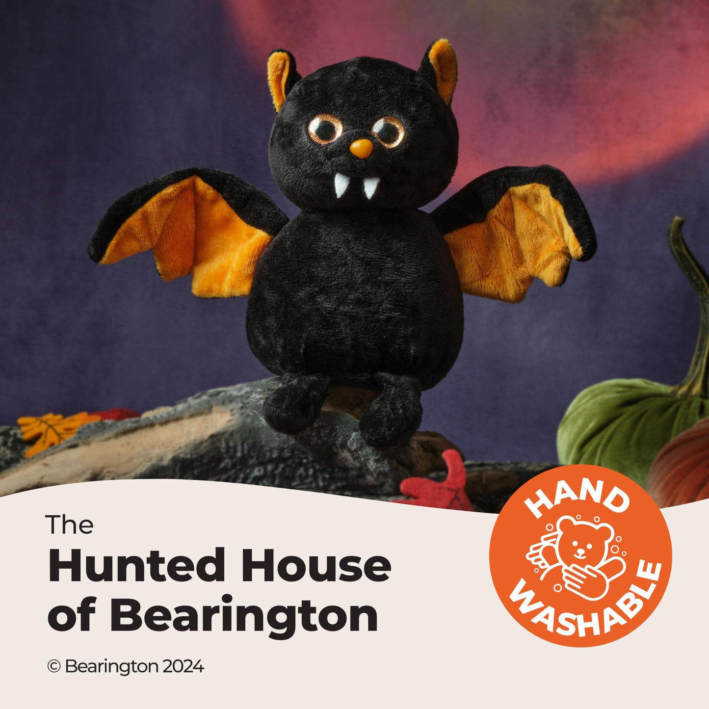 Bearington Collection Echo The Bat Halloween Plush, 7.5 Inch Bat Stuffed Animal, for Ages 3-14