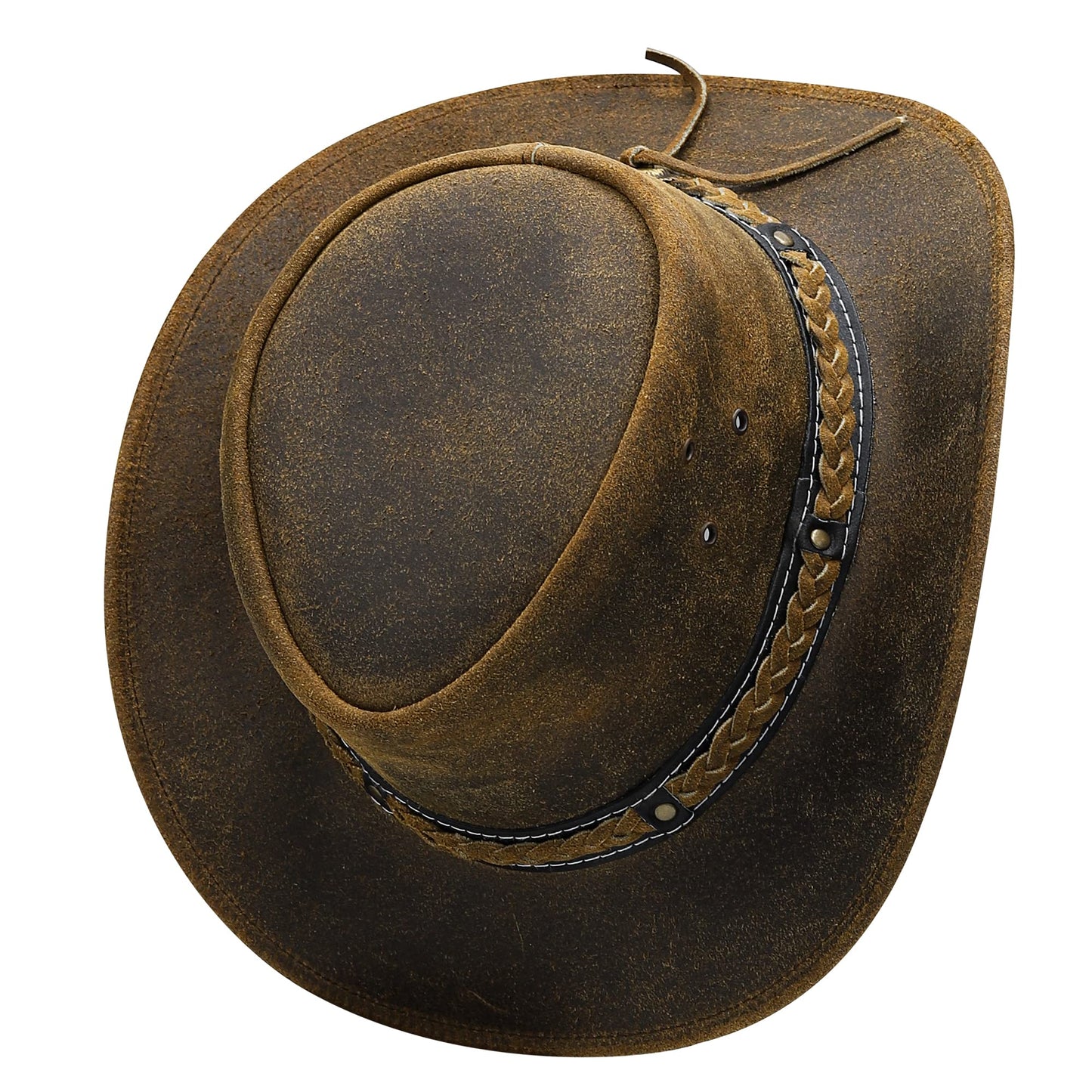 Australian Leather Cowboy Hat Bush Aussie Style Summer Western Outback Tan Cowgirl Halloween Costume Hat