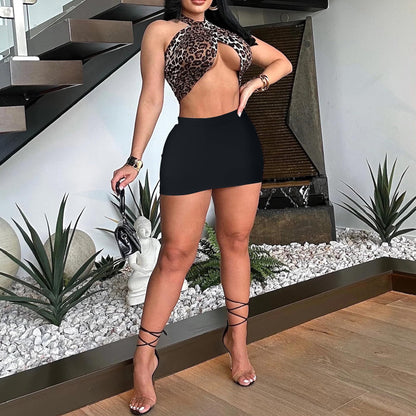 Bodycon Mini Skirt with Shorts Underneath, Sexy Night Club Y2k Summer High Waisted Elastic Pencil Skirts for Women (2857 Black L)