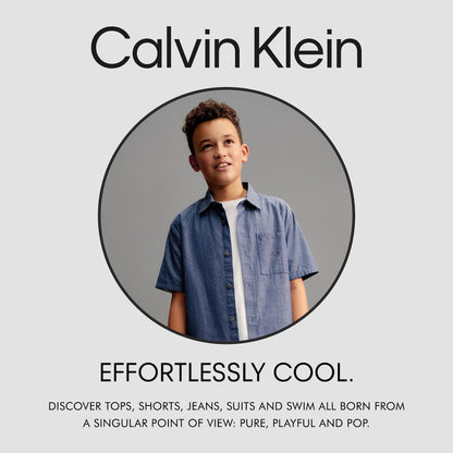 Calvin Klein Boys' Short Sleeve Pocket Logo Crew Neck T-Shirt, Soft, Comfortable, Relaxed Fit, Clay, 8