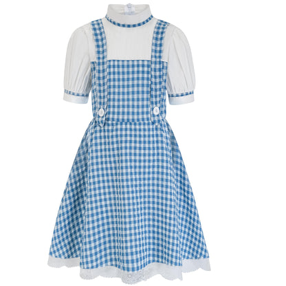 HMPRT Dorothy Costume for Girls,Kids Halloween Wizard Of Oz Book Storybook Character Costumes Dress Basket Blue Socks Hair Bows 6
