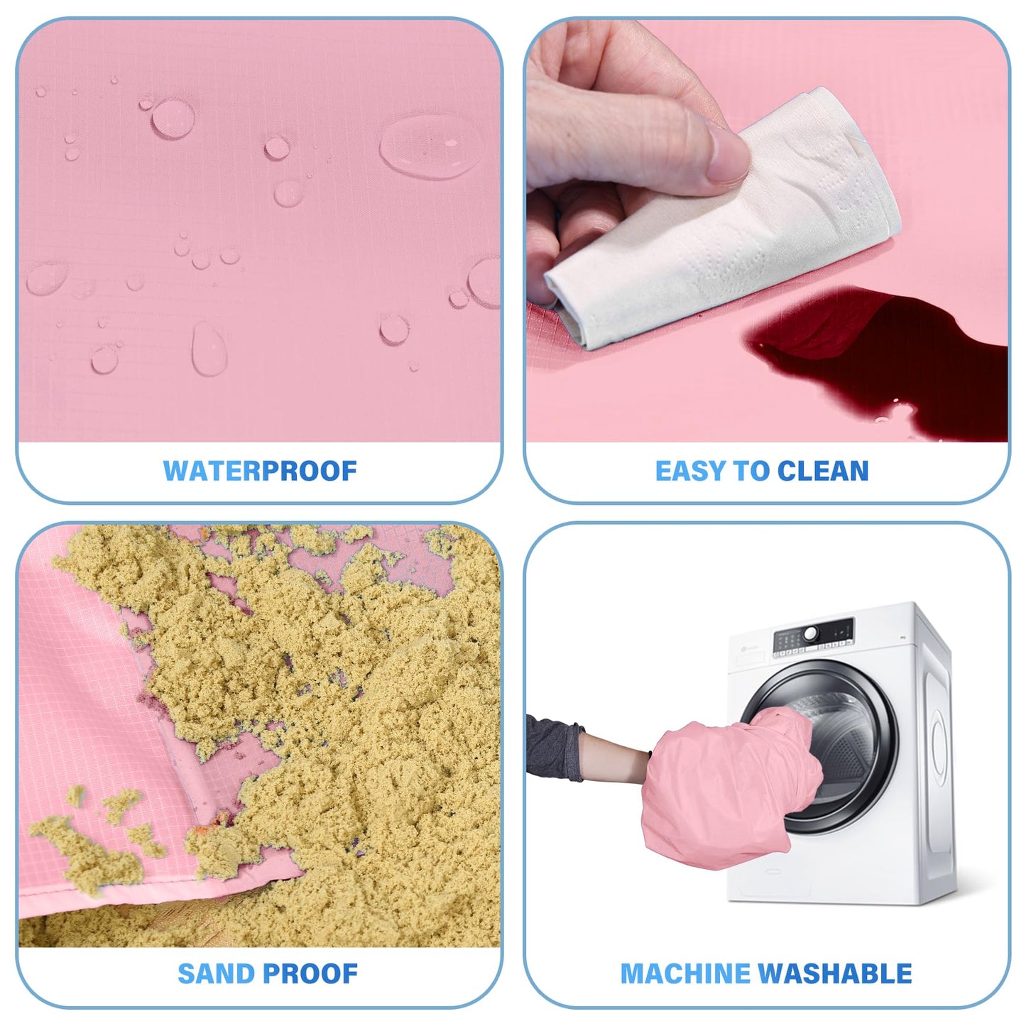 BYDOLL Beach Blanket 10'X9' Waterproof Sandproof Suits1-8 Adults Oversized Lightweight Large Blanket Picnic Mat for Beach Sand Free Travel Camping Hiking Picnic