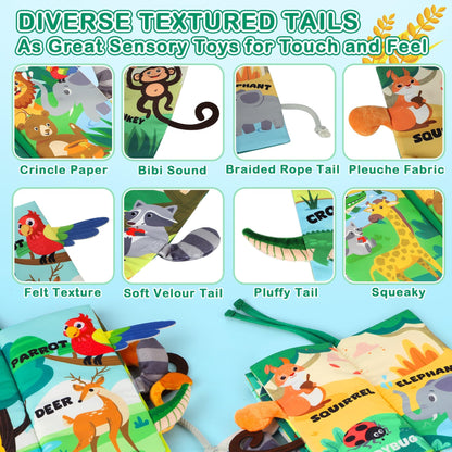 BBWOO Baby Book Toy 0-6 Months - Baby Boy Girl Shower Gift - Tummy Time Toy for Infant 6 to 12 Months - Touch and Feel Crinkle Book for Newborn Toddler with Teether - Easter Basket Essentials Stuffers