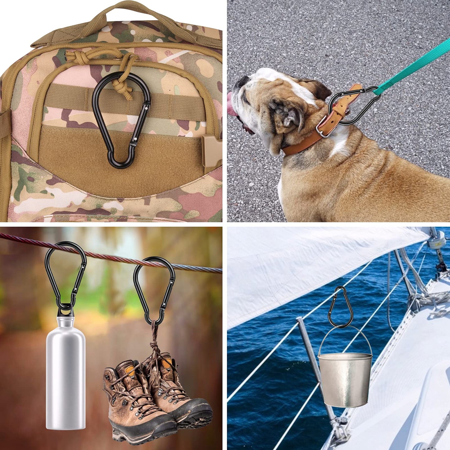 CampTek 5PCS 4"/10cm Carabiner, Extra Large 4" Aluminum Carabeaner Keychain Hook,Spring Snap Key Chain Clip