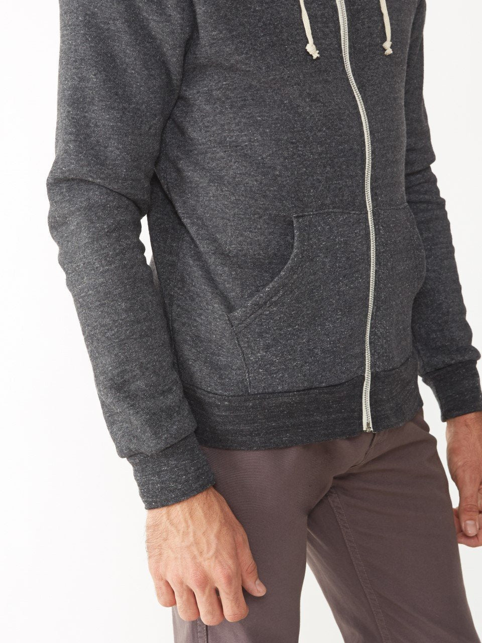 Alternative Men's Rocky Fleece Zip Hoodie, Eco Black, Large