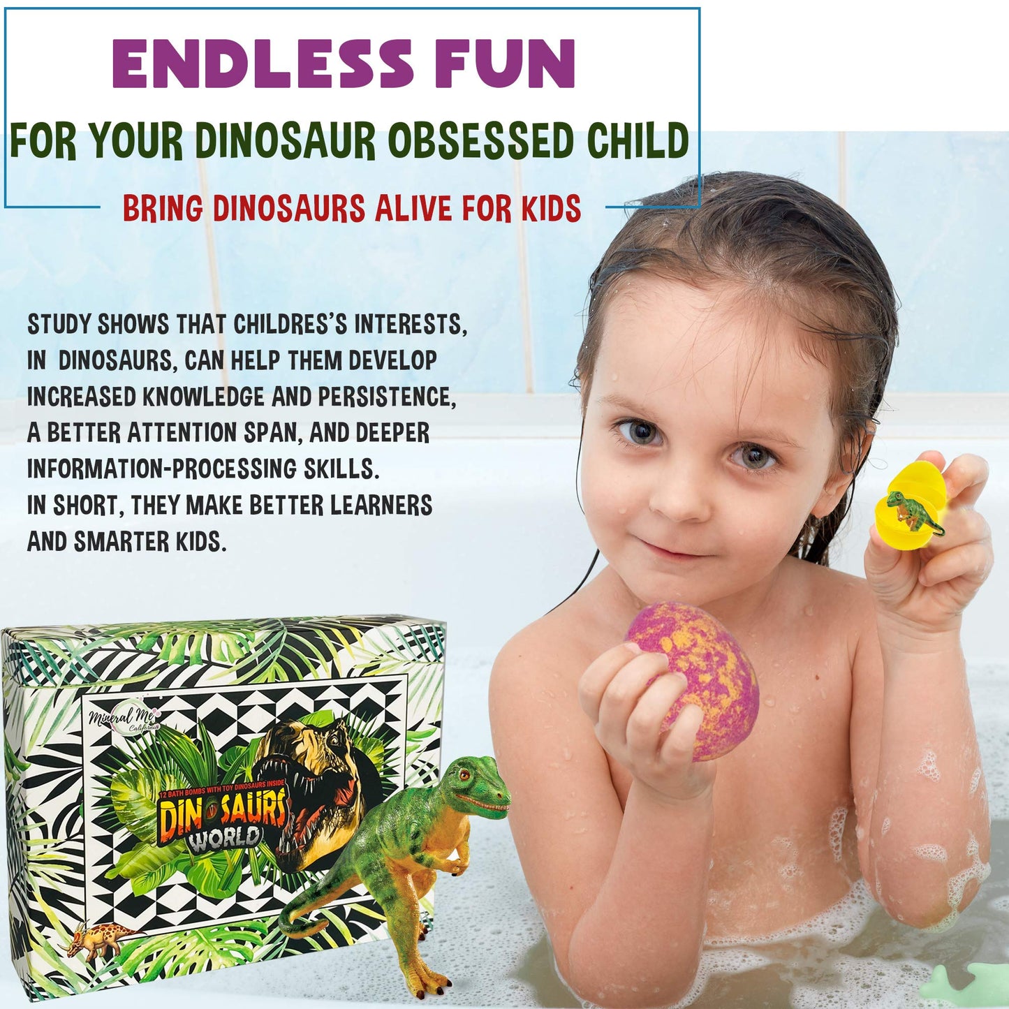 Bath Bombs for Kids with Surprise Inside - 12 Dinosaur Bath Bombs with Toys, Organic Colorful Bubble Bath Fizzies, Dino Egg Bath Bomb w/Rich Bubbles, Birthday Gifts for Kids, Boys, Girls