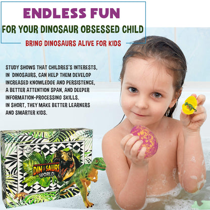Bath Bombs for Kids with Surprise Inside - 12 Dinosaur Bath Bombs with Toys, Organic Colorful Bubble Bath Fizzies, Dino Egg Bath Bomb w/Rich Bubbles, Birthday Gifts for Kids, Boys, Girls