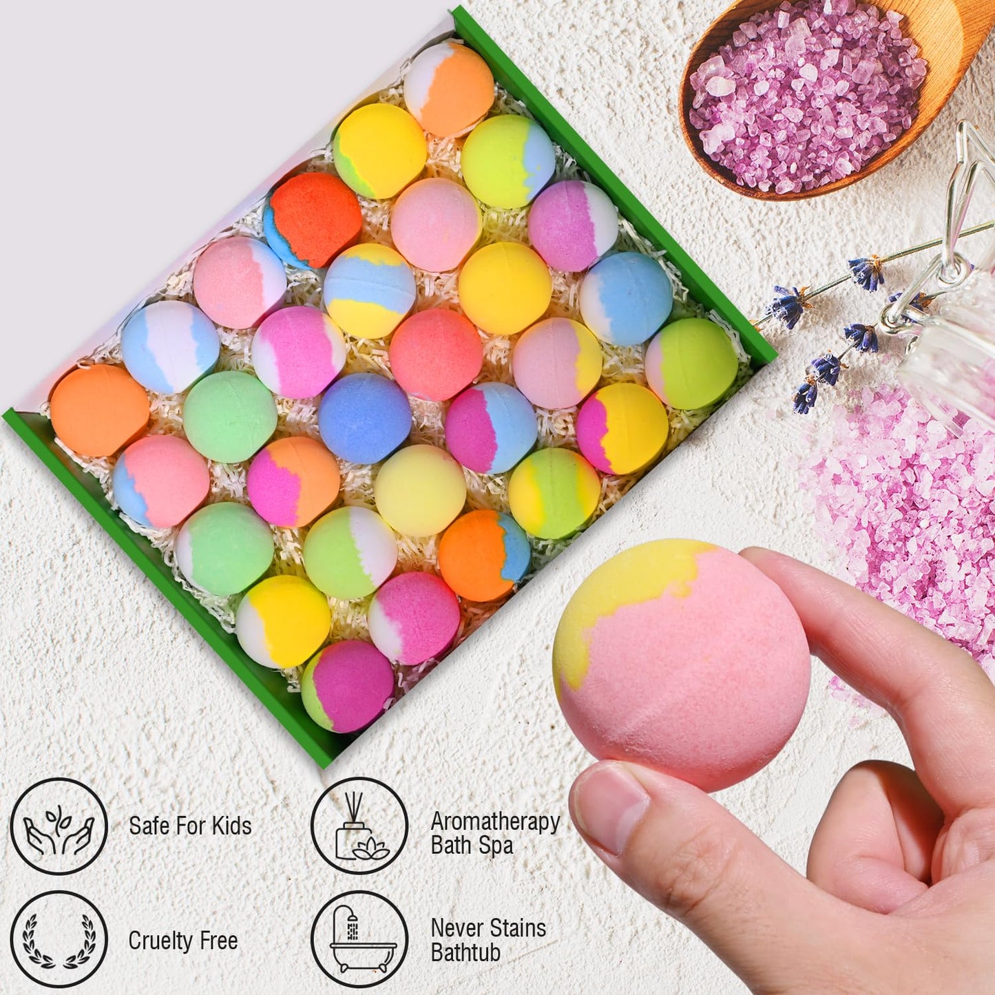 Bath Bombs for Kids with Toys Inside for Girls Boys - 30 Pack Bath Bombs Gift Set with Surprise, Kids Safe Bubble Bath Fizzy Balls Halloween Christmas Birthday Gift Kit