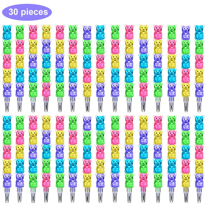 Boao 30 Pcs Stackable Pencils Plastic Bear Pencils 5 in 1 Stacking Colored for Birthday Bear Party Favors School Supplies Fun Equipment