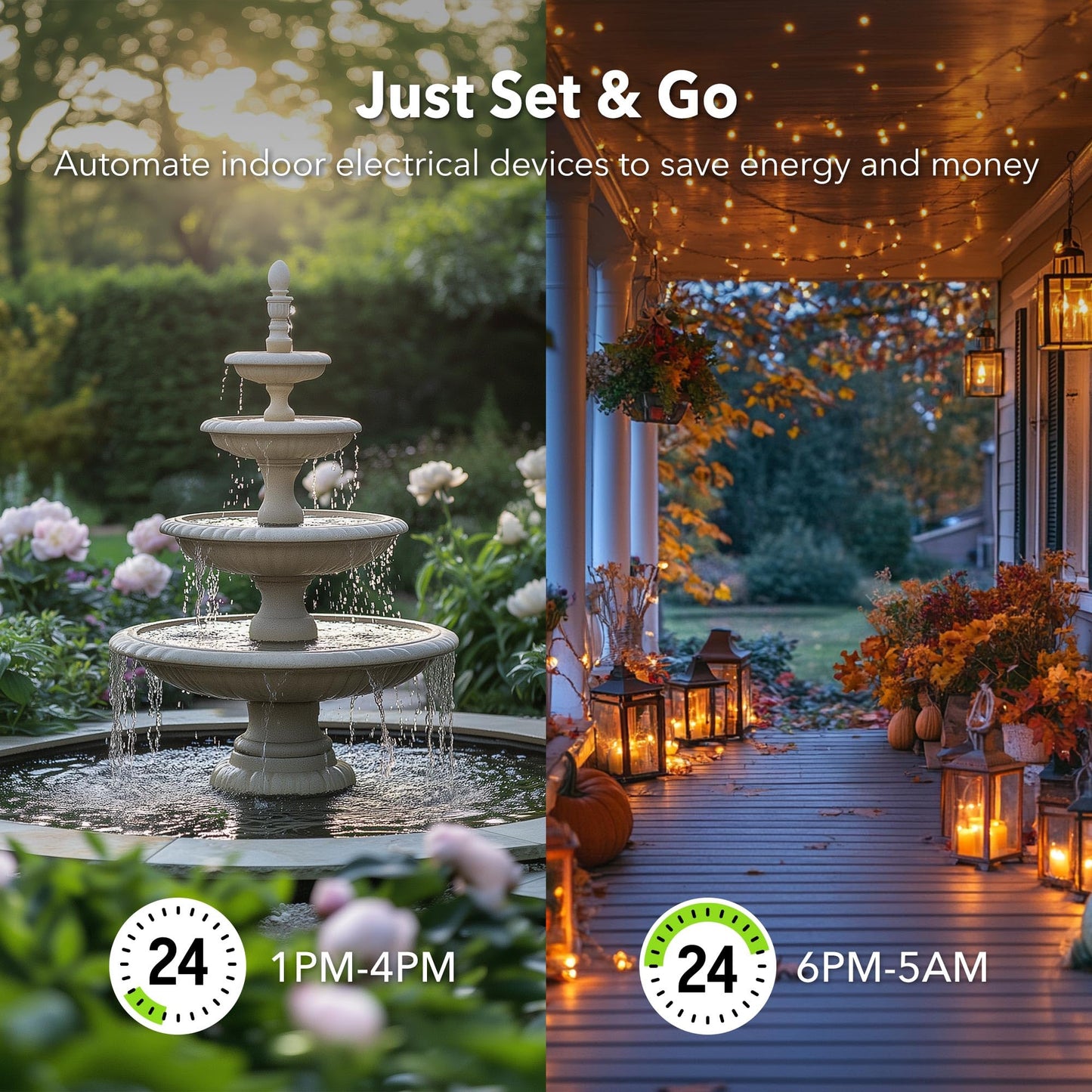 BN-LINK 24 Hour Heavy Duty Mechanical Timer, Outdoor Timer Outlet Waterproof with 30 Minutes Intervals, 2 Grounded Outlets for Christmas Lights Pool Pump,15A 1/2HP, ETL Listed(2 Pack)