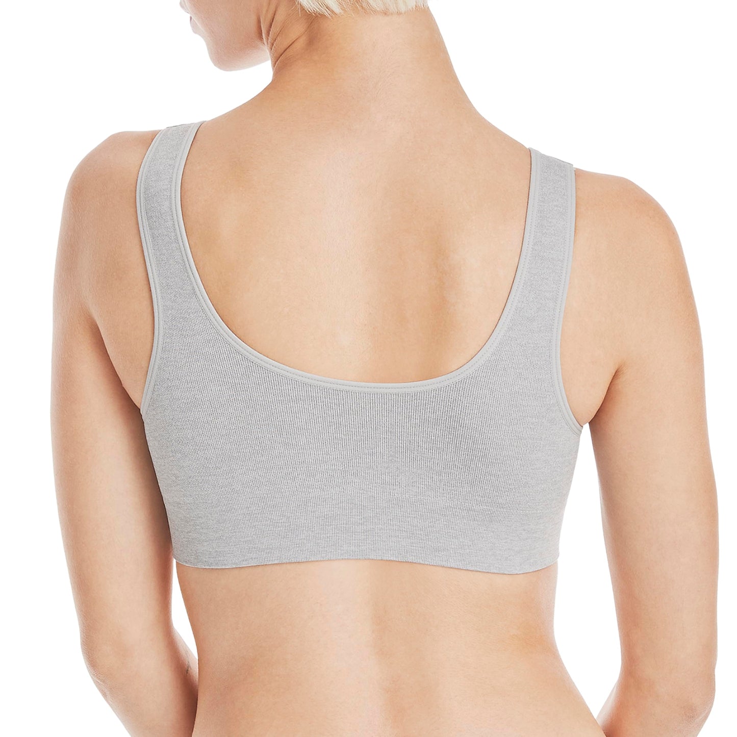 Hanes Women's Cozy Seamless Wire-Free Bra, Light Grey Heather, Large