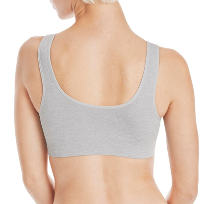Hanes Women's Cozy Seamless Wire-Free Bra, Light Grey Heather, Large