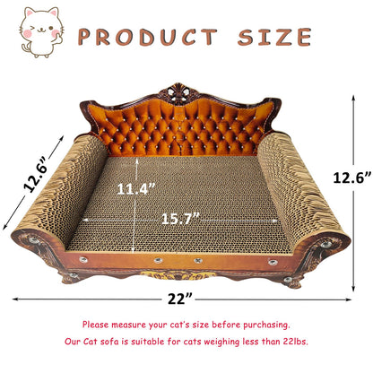 INRLKIT Luxury Cardboard Cat Scratcher Sofa Bed, Couch Shaped Cat Scratching Board, Scratch Lounge with Catnip, Scratcher for Indoor Cats(Brown)