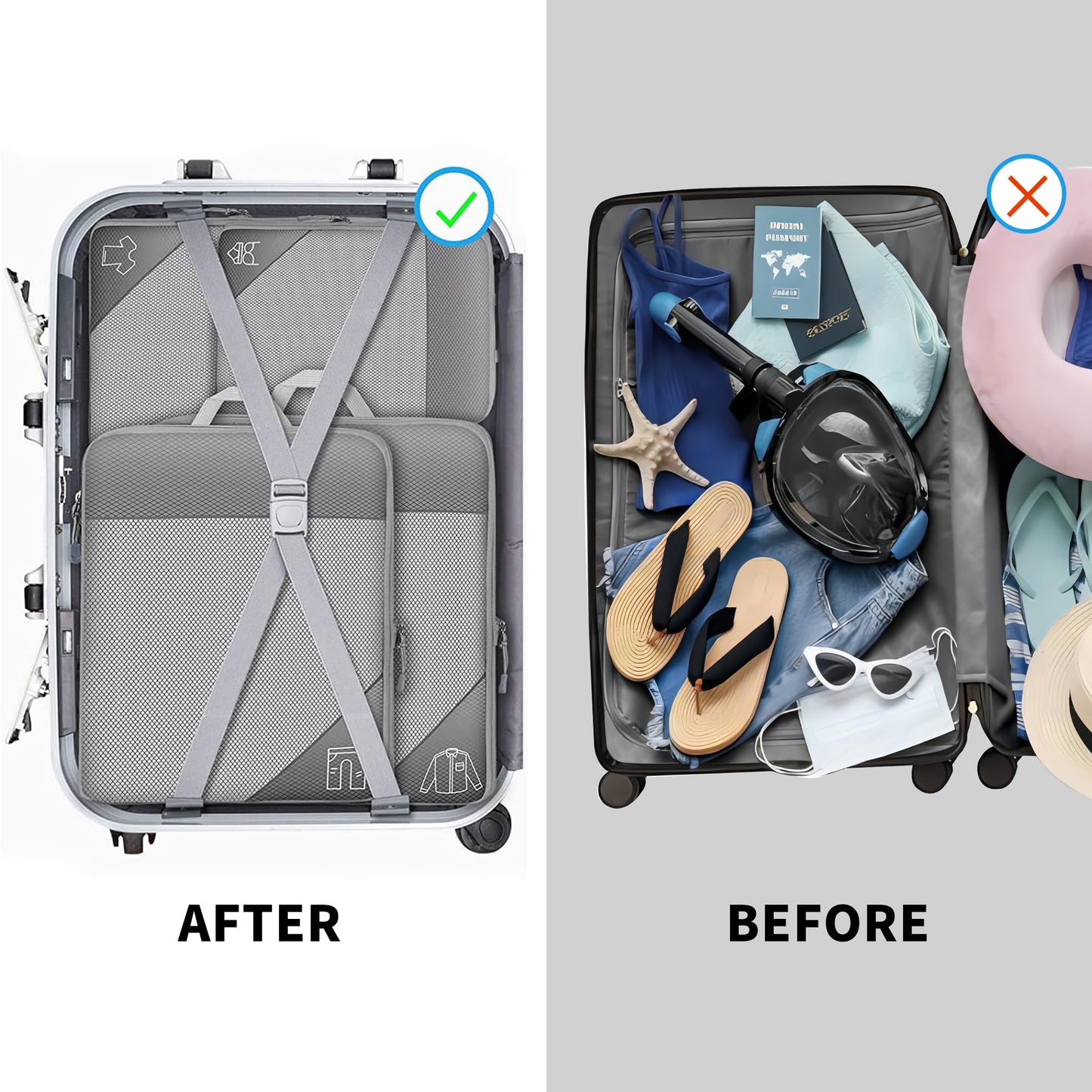 6 Set compression packing cubes travel accessories,Expandable Packing Organizers for Travel,Essentials Luggage Travel Bags,Packing Cubes for Suitcases, Cube Accessories for Women/Men