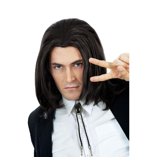 ALLAURA Compatible with John Wick Wig – Black Hitman Wig for Men, Tieable into Ponytail – Assassin, Keanu, Vincent Vega, Farquaad, Vampire Cosplay – 90s Action Movie Halloween Costume Hairpiece