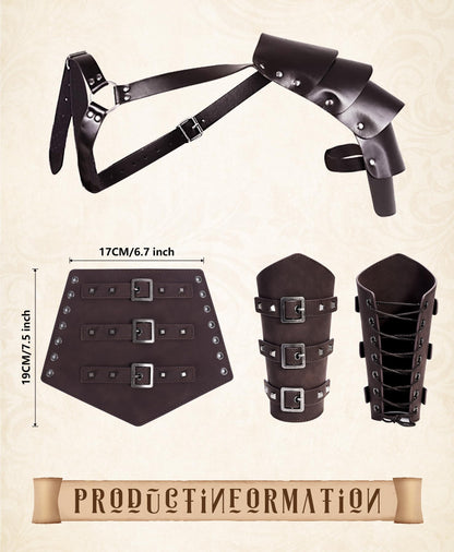 8 Pcs Men's Renaissance Costume Halloween Medieval Pirate Shirt Pant Viking Costume Accessories Set (Vivid Color, Large)