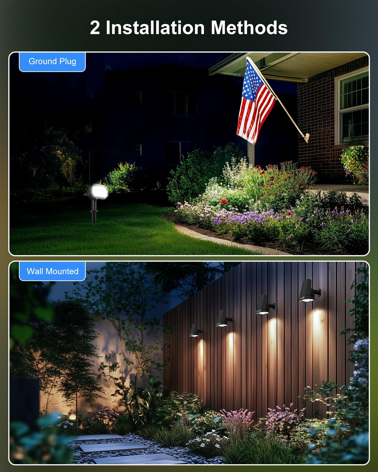 Brightown 4Pack Solar Spot Lights Outdoor with 58 LED & 1800mAh, IP67 Solar Lights Outdoor Waterproof with 3 Light Modes, 2-in-1 Dual Use Outdoor Solar Lights for Yard, Garden and Pathway (Cool White)