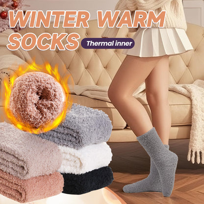 AMENLAN Women Fuzzy Slipper Socks Winter Microfiber Soft Cozy Plush Fluffy Socks Warm Comfy Thermal Home Sleeping Socks (Black/White/Grey/Khaki/Brown)