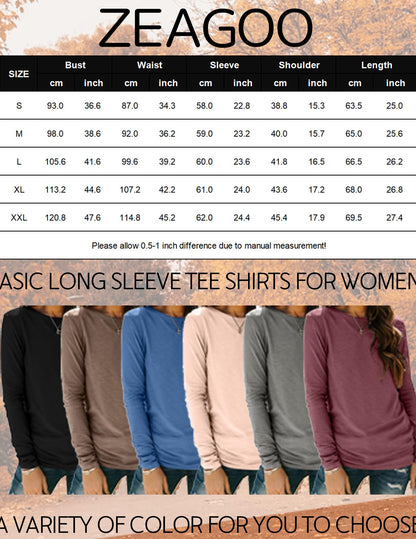 Zeagoo Long Sleeve Tops 2025 Cute Halloween Shirts for Women Pumpkin Skeleton Graphic Tshirts