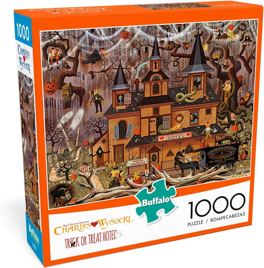 Buffalo Games - Charles Wysocki - Trick or Treat Hotel - 1000 Piece Jigsaw Puzzle For Adults -Challenging Puzzle Perfect for Game Nights - Finished Size is 26.75 x 19.75