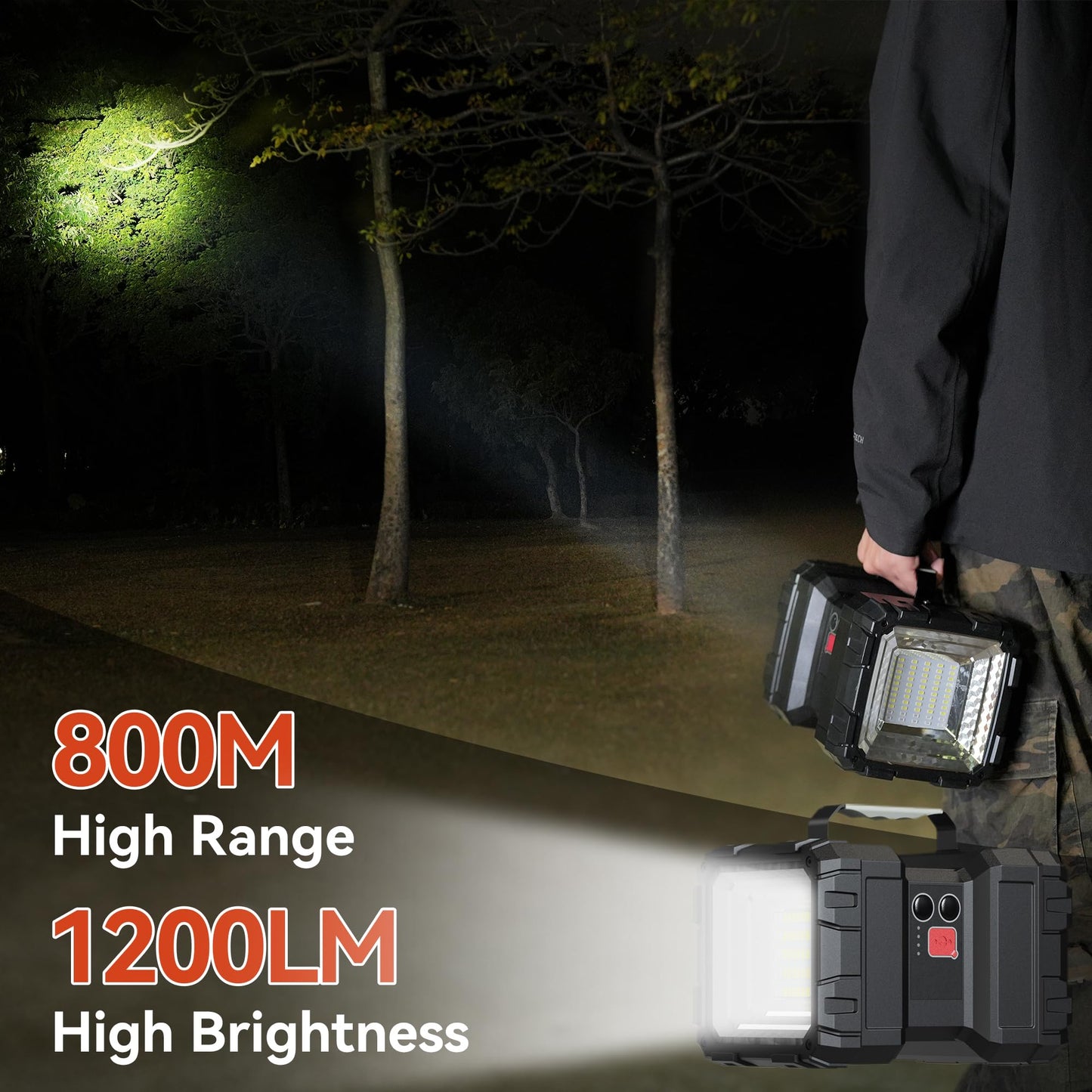 AlpsWolf Rechargeable Flashlight, LED Spotlight Flashlight 10000 Capacity 1200LM 20h Ultra-Long Standby 3+4 Lights Modes Camping Flashlight Waterproof with USB Output as a Power Bank