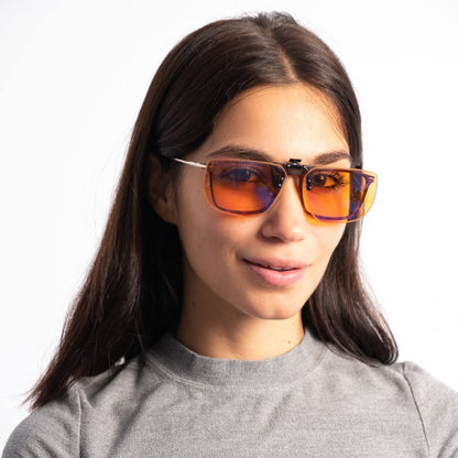 Horus X ® • Anti Blue Light Clip-On Glasses |Gaming Glasses Shield Anti Fatigue Eyestrain Migraine | Amber Lenses