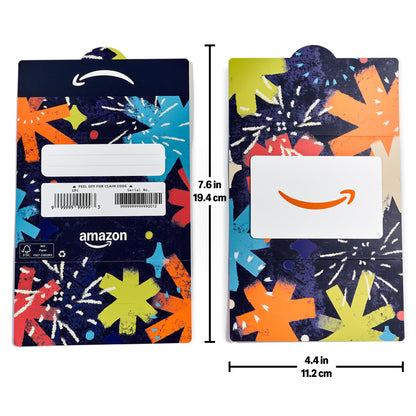 Amazon Physical Gift Card in Mini Envelope - Dazzling Fireworks | New Years, Christmas, Birthday, Graduation, Congrats