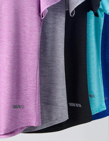 5 Pack: Women's Dry Fit Short Sleeve T Shirts, Athletic Workout Tee Tops for Gym Yoga Running (Set 8, Large)