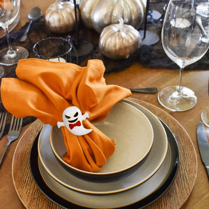wonlex Halloween Napkin Rings Set of 6, White Ghost Napkin Buckle Holder for Thanksgiving Holiday Patty Table Decor (Elf)