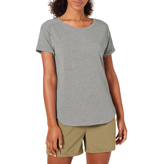 Amazon Essentials Women's Studio Relaxed-Fit Lightweight Crewneck T-Shirt (Available in Plus Size), Medium Grey Heather, Large