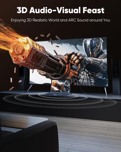 Highwings 4K HDMI Cable 6.6FT/2m | High-Speed HDMI 2.0 Quality Cord 4K@60Hz, Braided Nylon & Gold Connectors, HDR, Ethernet, ARC, 3D, HDCP 2.2, Compatible for PS-5/4/3/ HDTV/Monitor/DVD/Streaming