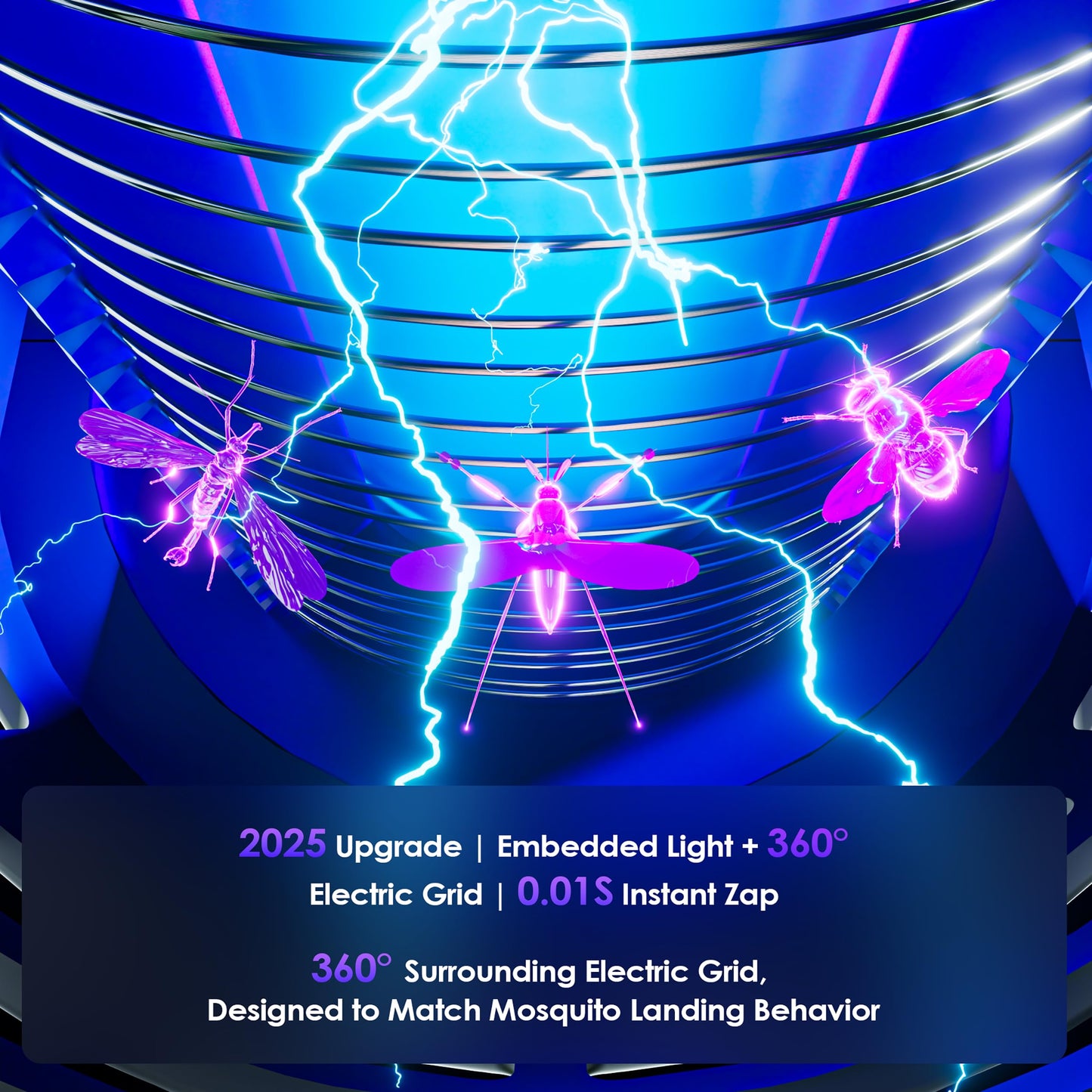 Bug Zapper Outdoor & Indoor Cordless Mosquito Zappers with Rechargeable 4800mAh Battery & Camping Light Electric Fly Trap for Patio, Kitchen, Backyard and Garden Portable Gnat Killer