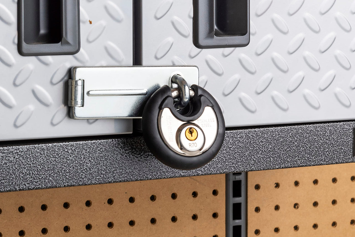 BRINKS Heavy Duty Padlock with Key - 70mm Discus Keyed Lock for Storage Shed, Garage, Storage Lockers, Sliding Doors, Tool Box, and Cabinets, 4 Pack