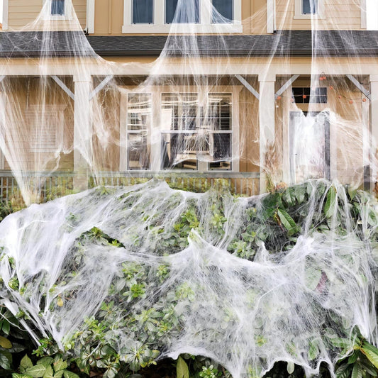 200 sqft Halloween Spider Webs Decorations with 10 Extra Fake Spiders, Super Stretchy Cobwebs for Halloween Decor Indoor and Outdoor