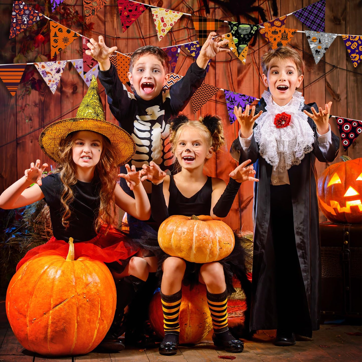 60 Pcs 10 x 10 Inch Halloween Fabric Polyester Fabric Bundle Fat Quarters Bat Pumpkin Ghost Skull Print Squares Holiday Quilting for DIY Decorations Sewing Craft, 30 Styles (Pumpkin)