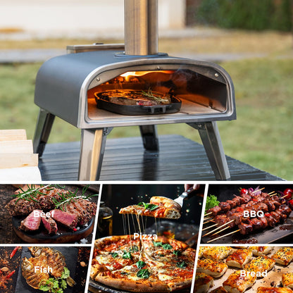aidpiza Pizza Oven Outdoor 12" Wood Fired Pizza Ovens Pellet Pizza Stove for outside, Portable Stainless Steel Pizza Oven for Backyard Pizza Oven