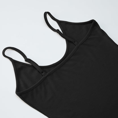 iGENJUN Tank Tops for Women 2025 Built in Shelf Bra 2 Piece Pack Spaghetti Strap Adjustable Workout Yoga Basic Summer Camisole U Neck Slim Fit Ribbed Sleeveless,M,Black