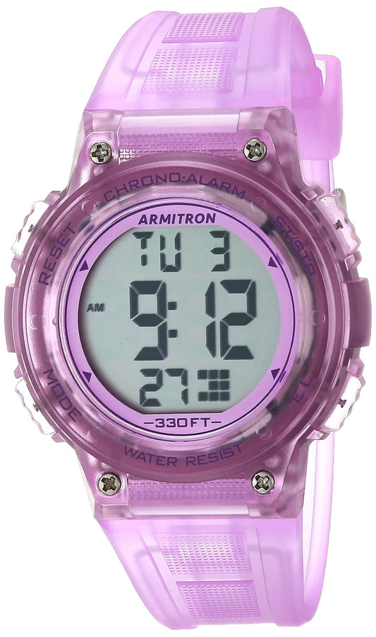 Armitron Sport Women's 45/7086TPR Digital Chronograph Translucent Purple Resin Strap Watch