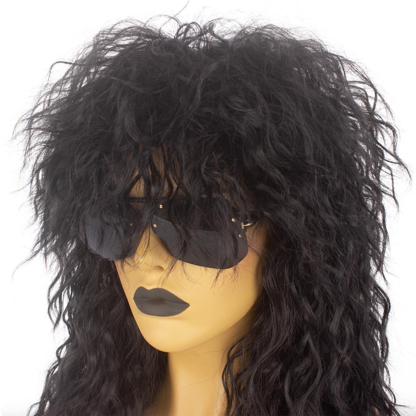 Askuang 80s Costumes for Men and Women 80s Rock Long Black Mullet Wig Halloween Costume Mens Wigs Long Curly Party Funny Wig