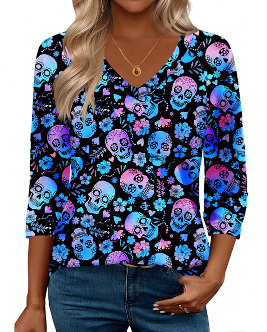 Zeagoo Halloween Shirts for Women 3/4 Sleeve Tops Casual Fall Tshirts 2025 Outfits