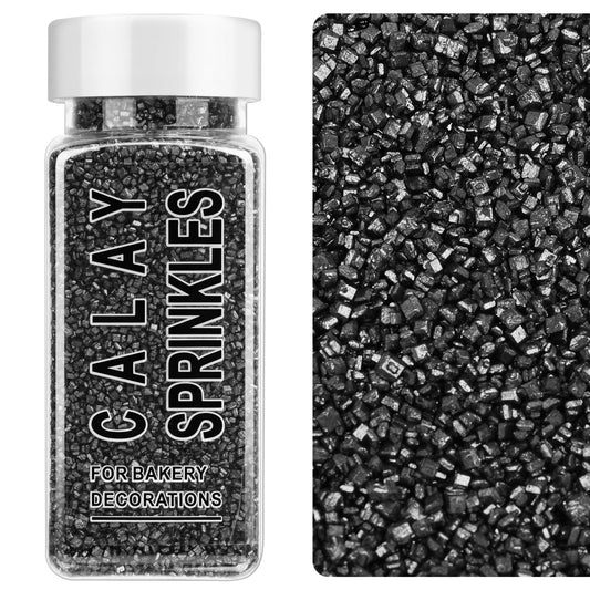 Black Sanding Sugar Sprinkles, 4.6 oz Edible Sparkling Sugar Crystals for Baking Topping, Cupcakes, Cookies, Ice Cream & Cake Decorating, Wedding Party Halloween Supplies