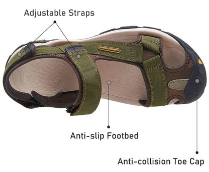 CAMEL CROWN Men's Waterproof Hiking Sandals Closed Toe Water Sandals Athletic Sport Sandals for Summer Outdoor Beach Wading Boat for Hiker Grass Green 11